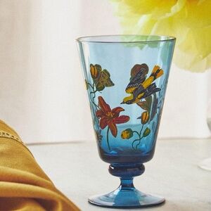 ] NWT Set /4  Anthropologie Nathalie Lete Marais Glass Wine Goblet Bird